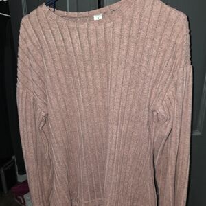 Women's Ribbed Pink Shirt And Pant Set